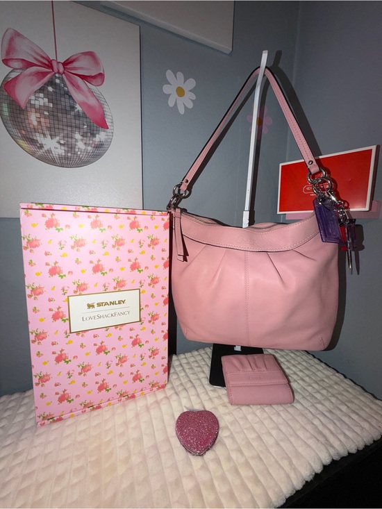 Coach Handbags - Coach Pink Leather Hobo Shoulder Bag with Matching Wallet